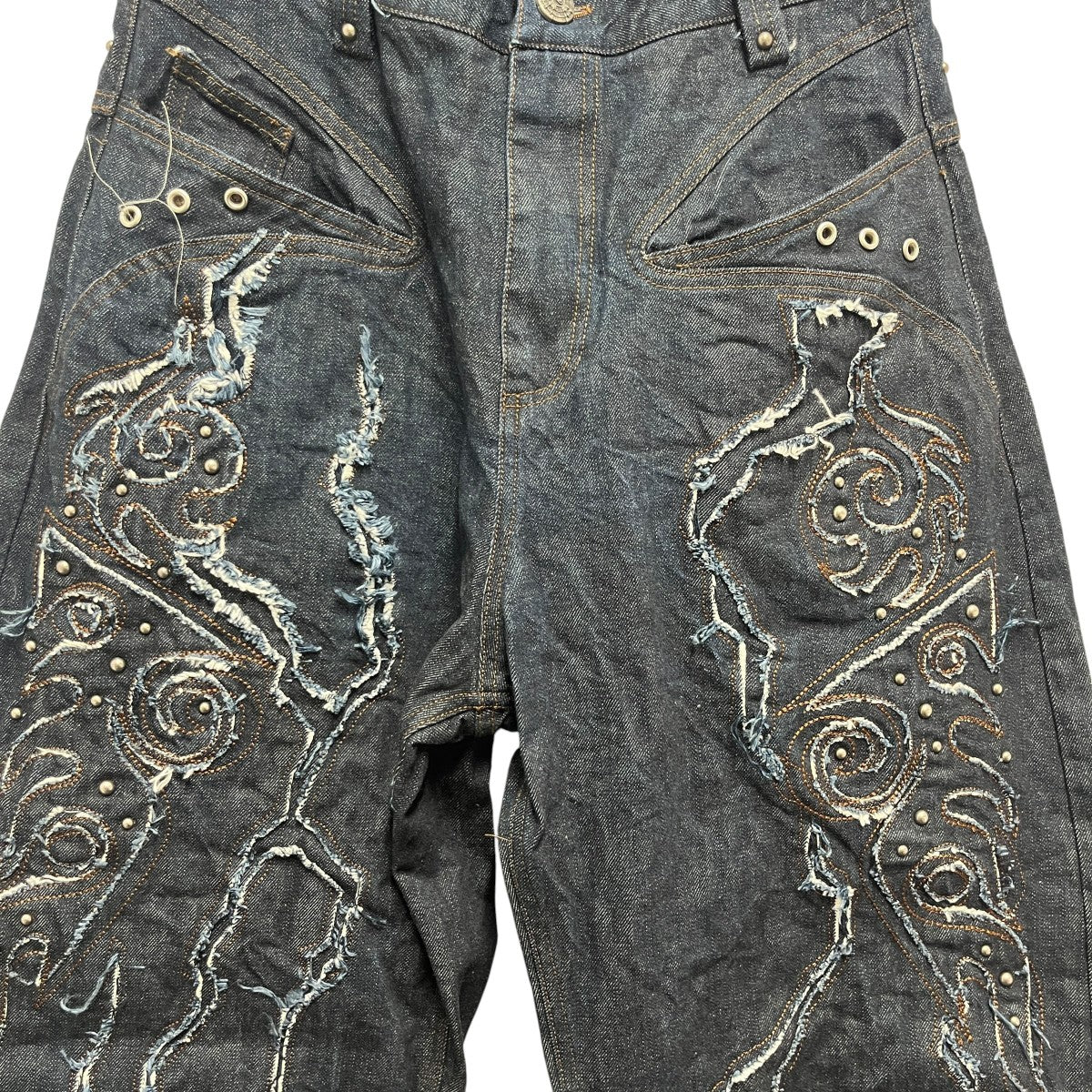 26SS Mythic Era Lightning Totem Patchwork Denim ジーンズ - Image 4