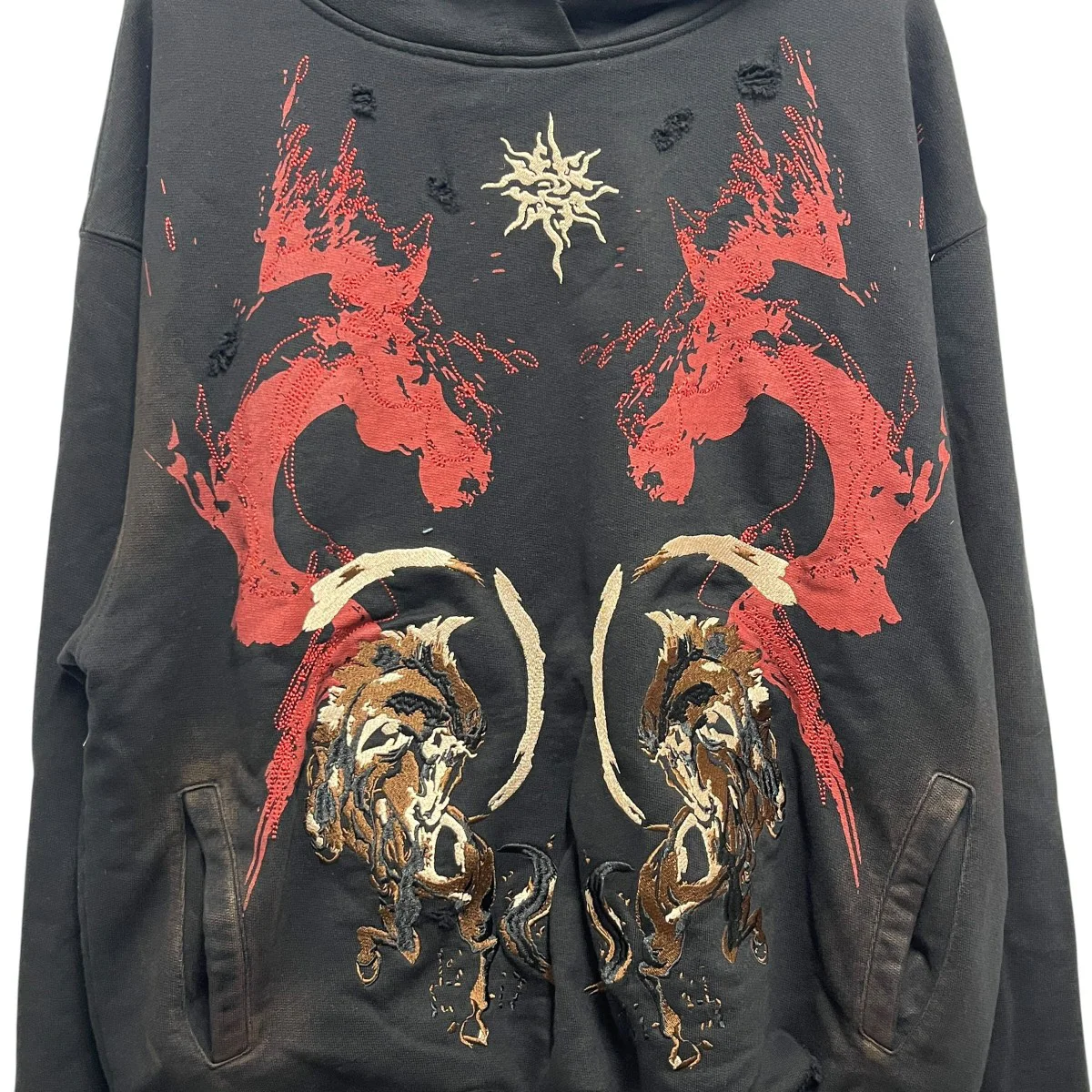 HORSE PRINT&SUN TOTEM HOODIE - Image 3
