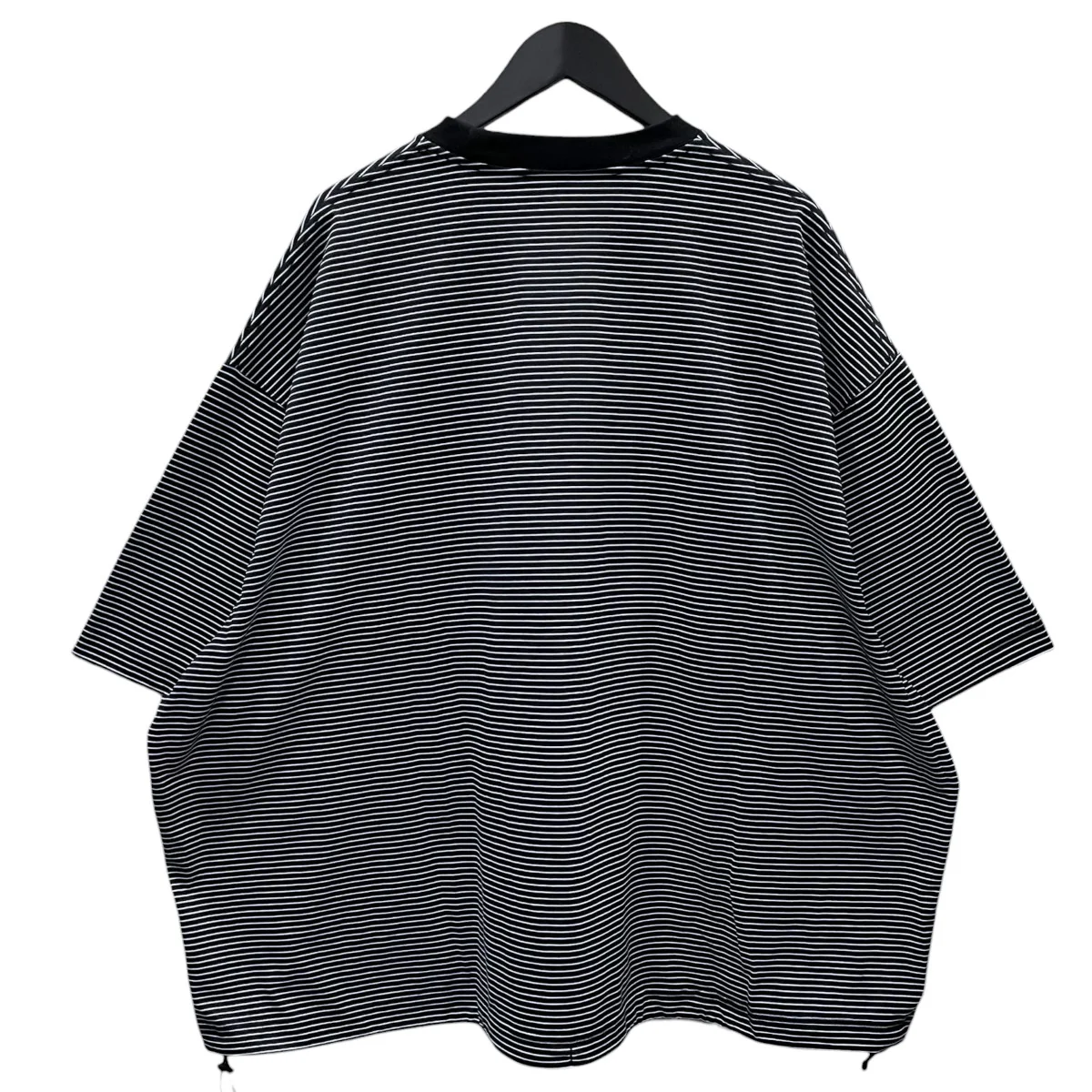 裾ドローコードボーダー柄ビッグシルエットTシャツ BALLOON BORDER SHORT SLEEVE T-SHIRT - Image 2