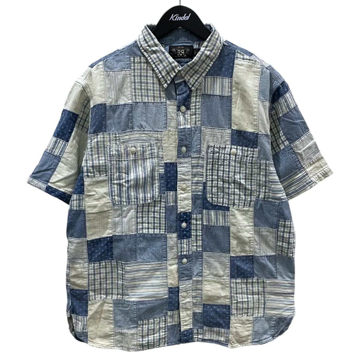 24SS パッチワーク半袖シャツ Farrell Patchwork Cotton Shirt ファレル・パッチワーク・コットン・シャツ