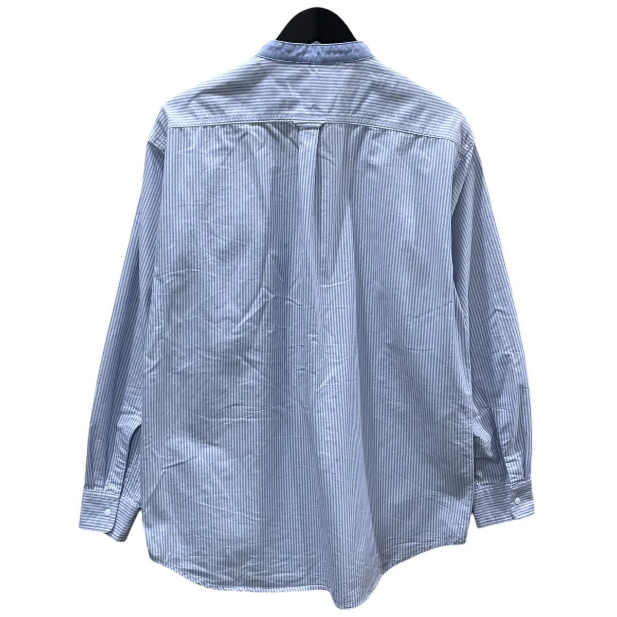 21SS ストライプ柄切替バンドカラーシャツ Cotton Polyester OX Band Collar Shirt コットン ポリエステル オックス バンドカラーシャツ NT3100N - Image 2