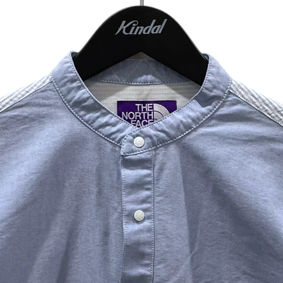 21SS ストライプ柄切替バンドカラーシャツ Cotton Polyester OX Band Collar Shirt コットン ポリエステル オックス バンドカラーシャツ NT3100N - Image 3