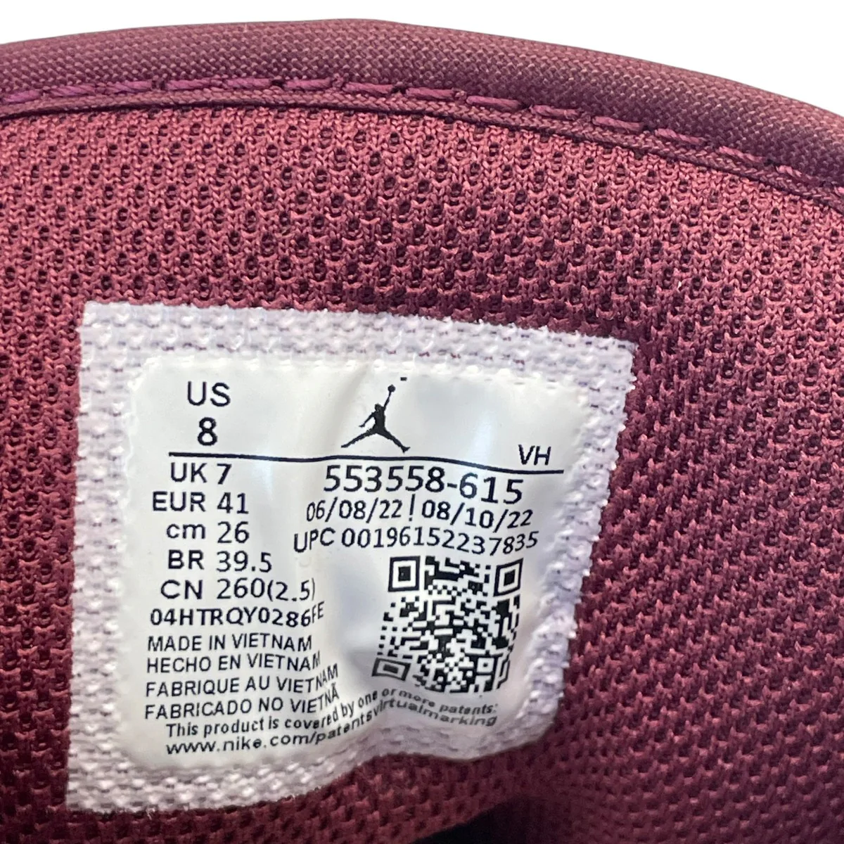 AIR JORDAN 1 LOW BORDEAUXスニーカー553558-615 - Image 7
