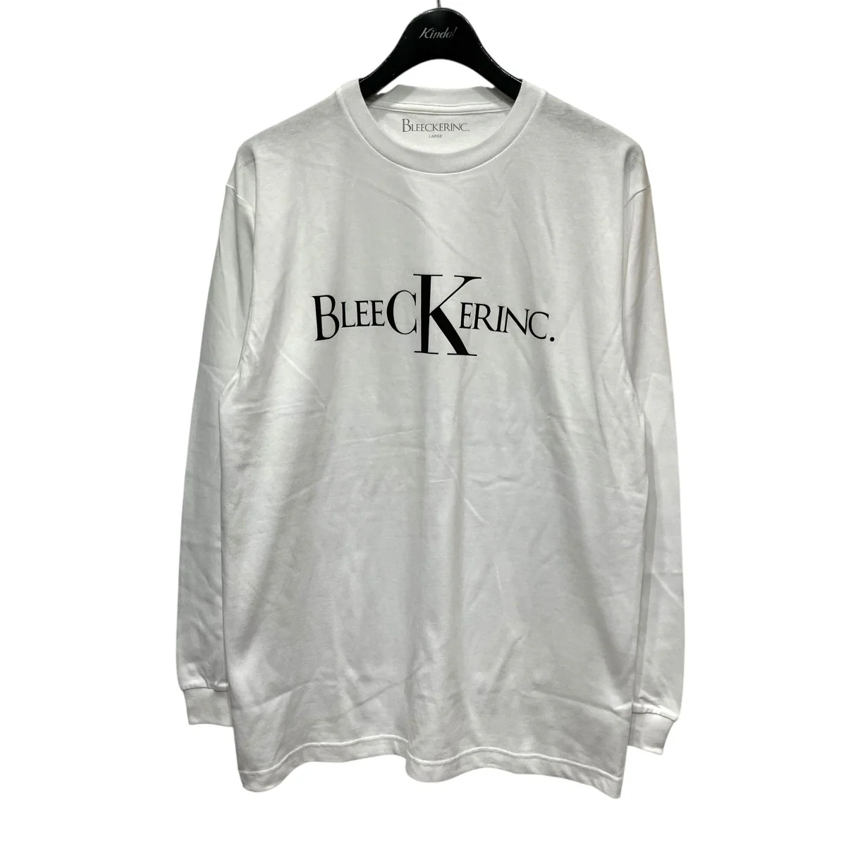 bleeCKer L S Tee -whiteロゴプリントTシャツ