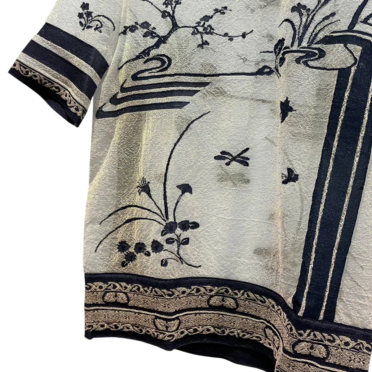 Nature Pattern Sheer Knitted Crew Neck Top刺繍シアー半袖ニットMM25SS-KN510 - Image 4