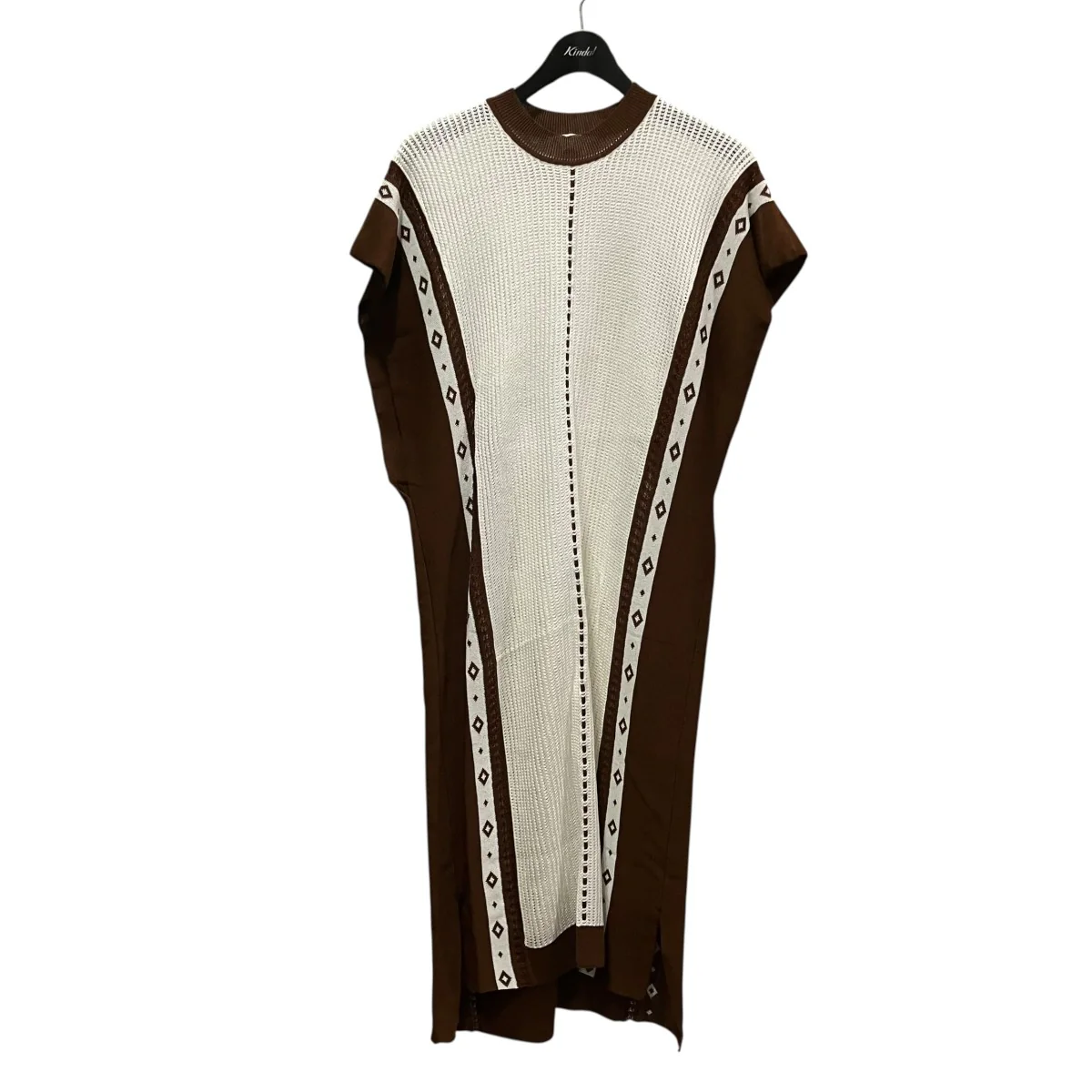 Sleeveless Knitted Dress with Diamond PatternノースリーブワンピースMM21PF-KN725