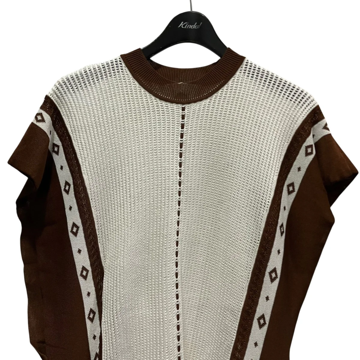 Sleeveless Knitted Dress with Diamond PatternノースリーブワンピースMM21PF-KN725 - Image 3