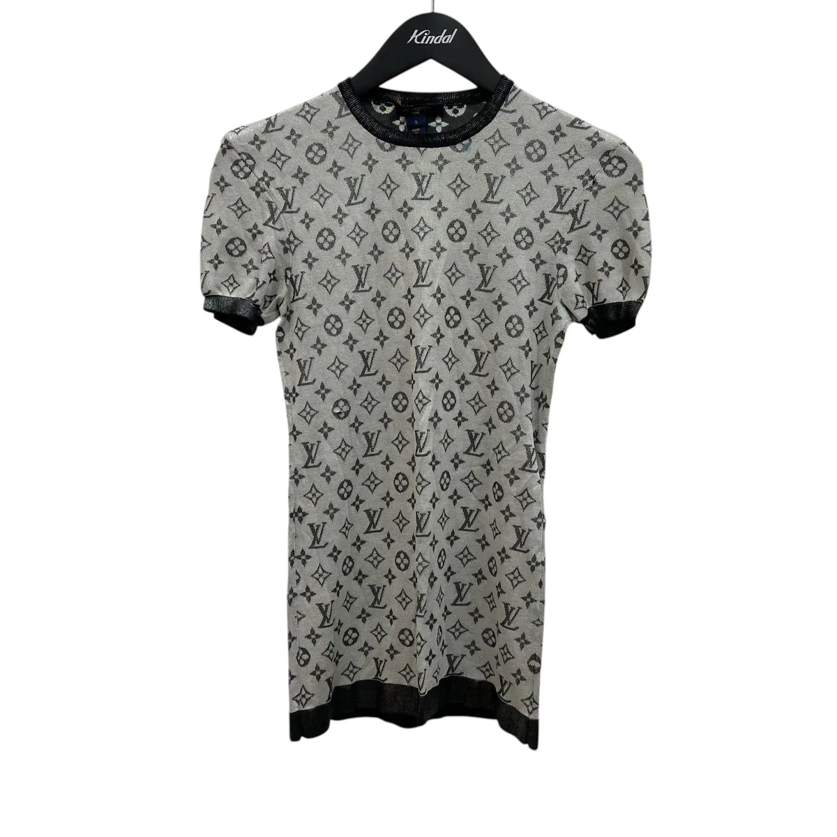 シルバーメタリックニットシルクモノグラムTシャツRW211B D66 FKKM13