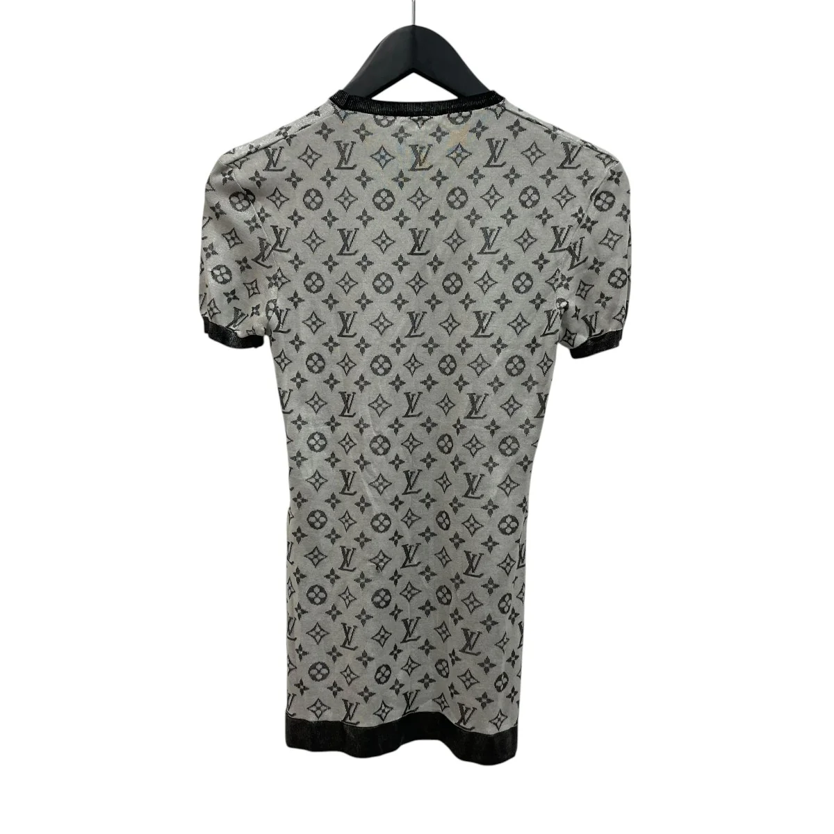 シルバーメタリックニットシルクモノグラムTシャツRW211B D66 FKKM13 - Image 3
