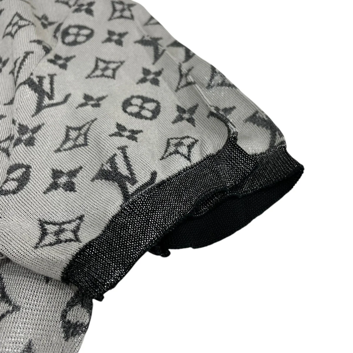 シルバーメタリックニットシルクモノグラムTシャツRW211B D66 FKKM13 - Image 4