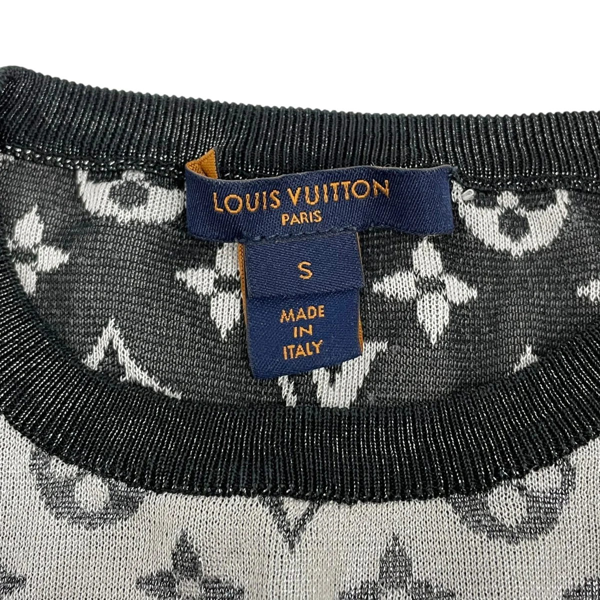 シルバーメタリックニットシルクモノグラムTシャツRW211B D66 FKKM13 - Image 6