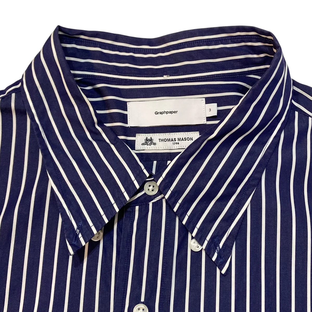 THOMAS MASON S S B．D BOX SHIRTストライプ半袖シャツGM192-50034B - Image 3