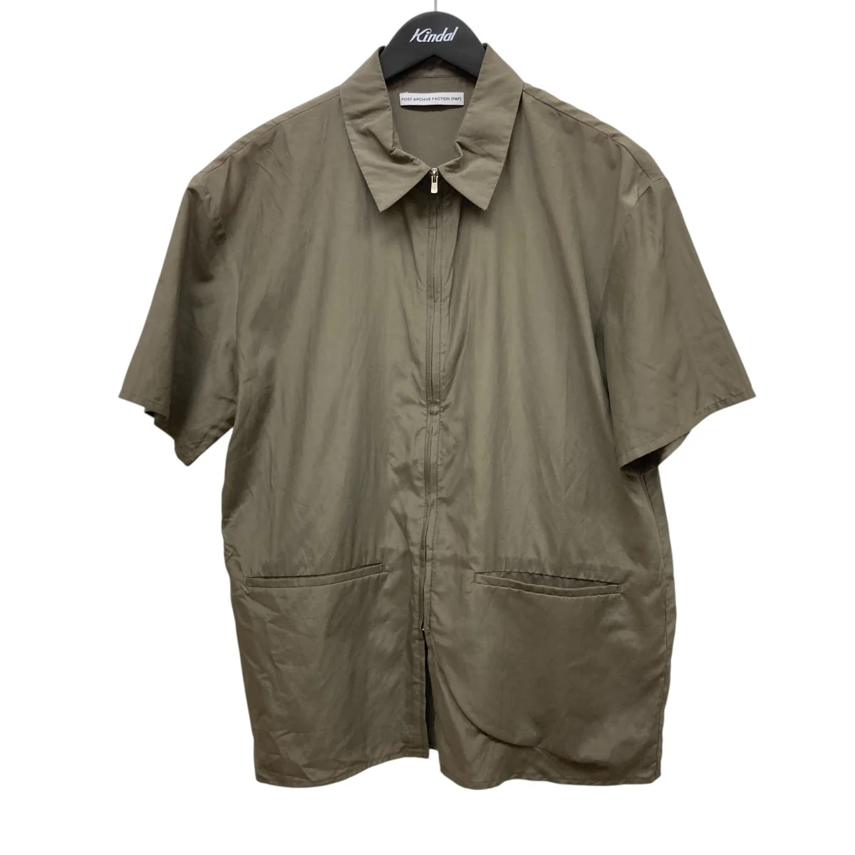 8.0 HALF SHIRT RIGHTシルク混半袖ジップアップシャツ