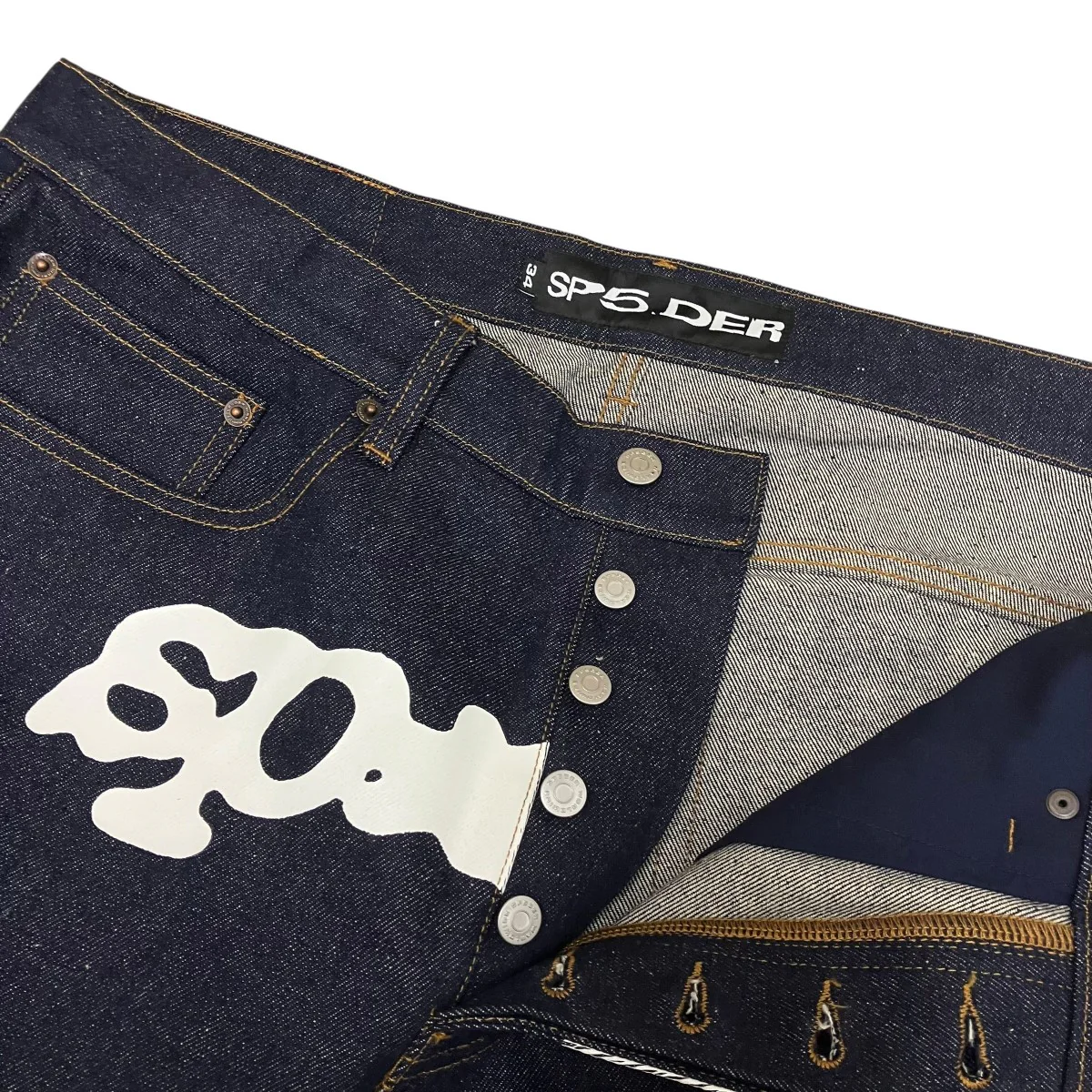 V3 Indigo Denimロゴプリントデニムパンツ - Image 3