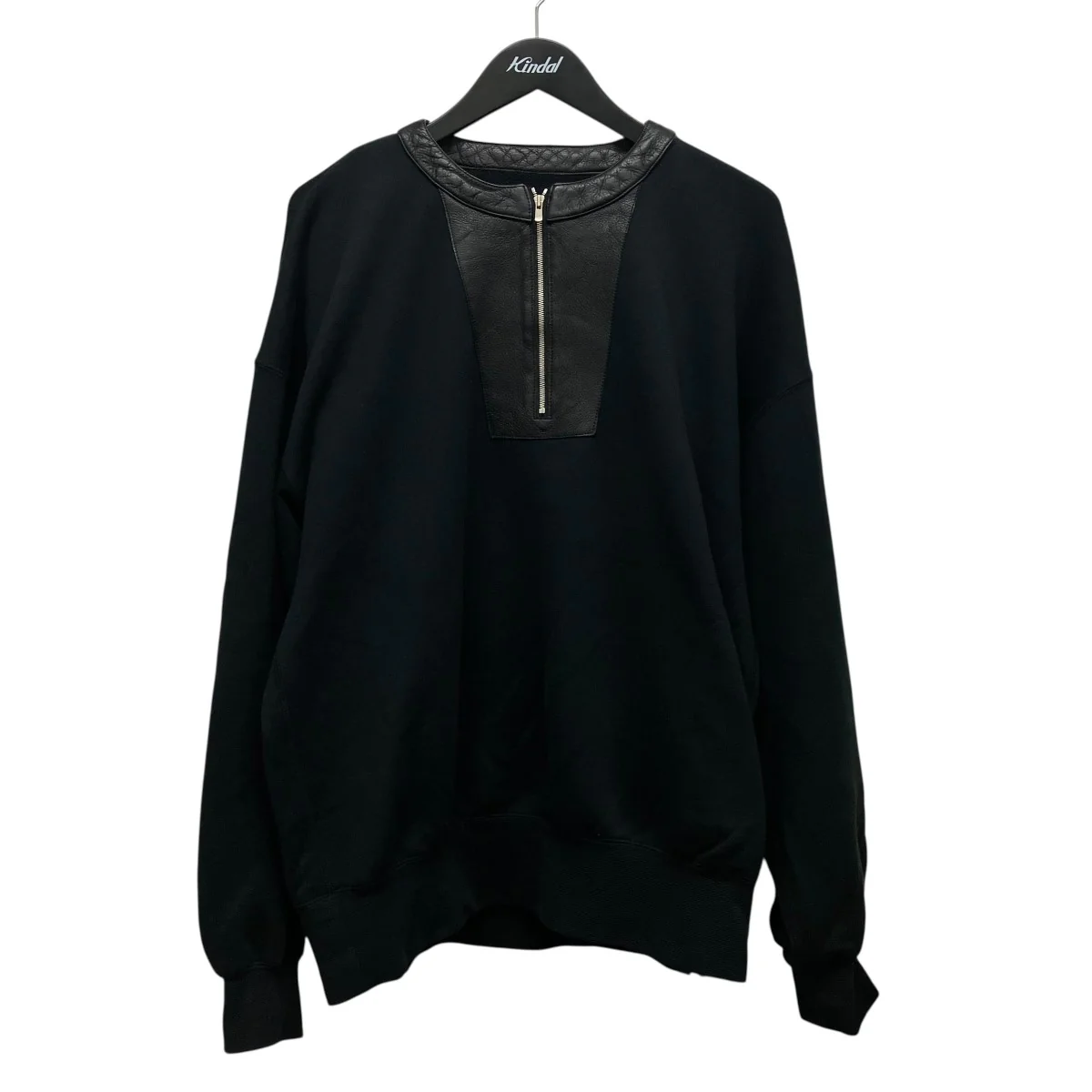 Leather Original Supima Aging Cotton Sweatレザー切替エルボーパッチハーフジップスウェットKU5FWUSWT02