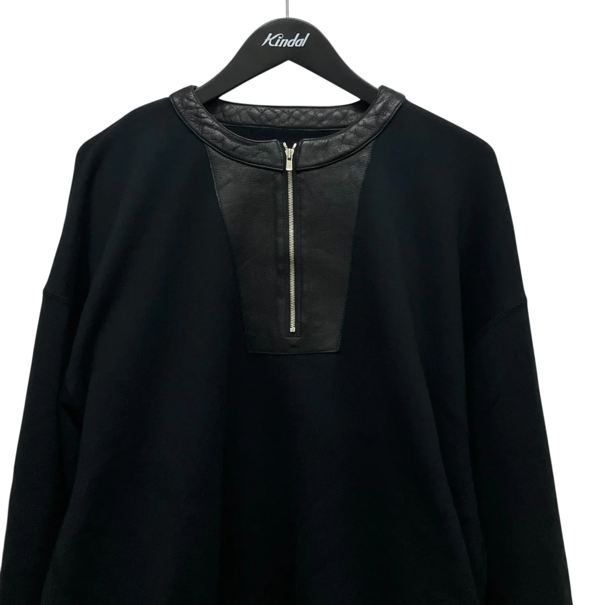 Leather Original Supima Aging Cotton Sweatレザー切替エルボーパッチハーフジップスウェットKU5FWUSWT02 - Image 3