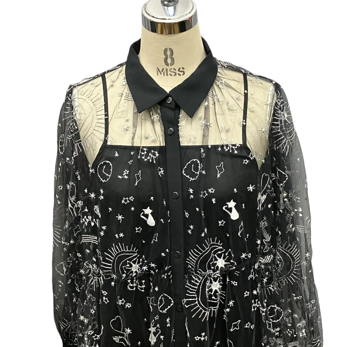 総柄シースルーシャツワンピースRWF0214073 - Image 4