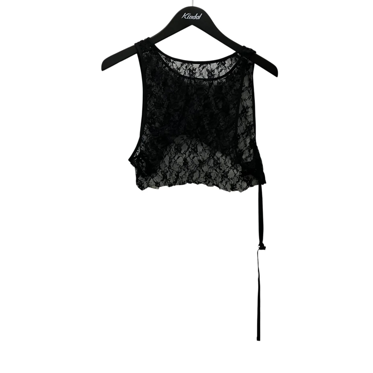 CRUSHED LACE CROP TANK TOPシースルーノースリーブカットソーTC26A-044