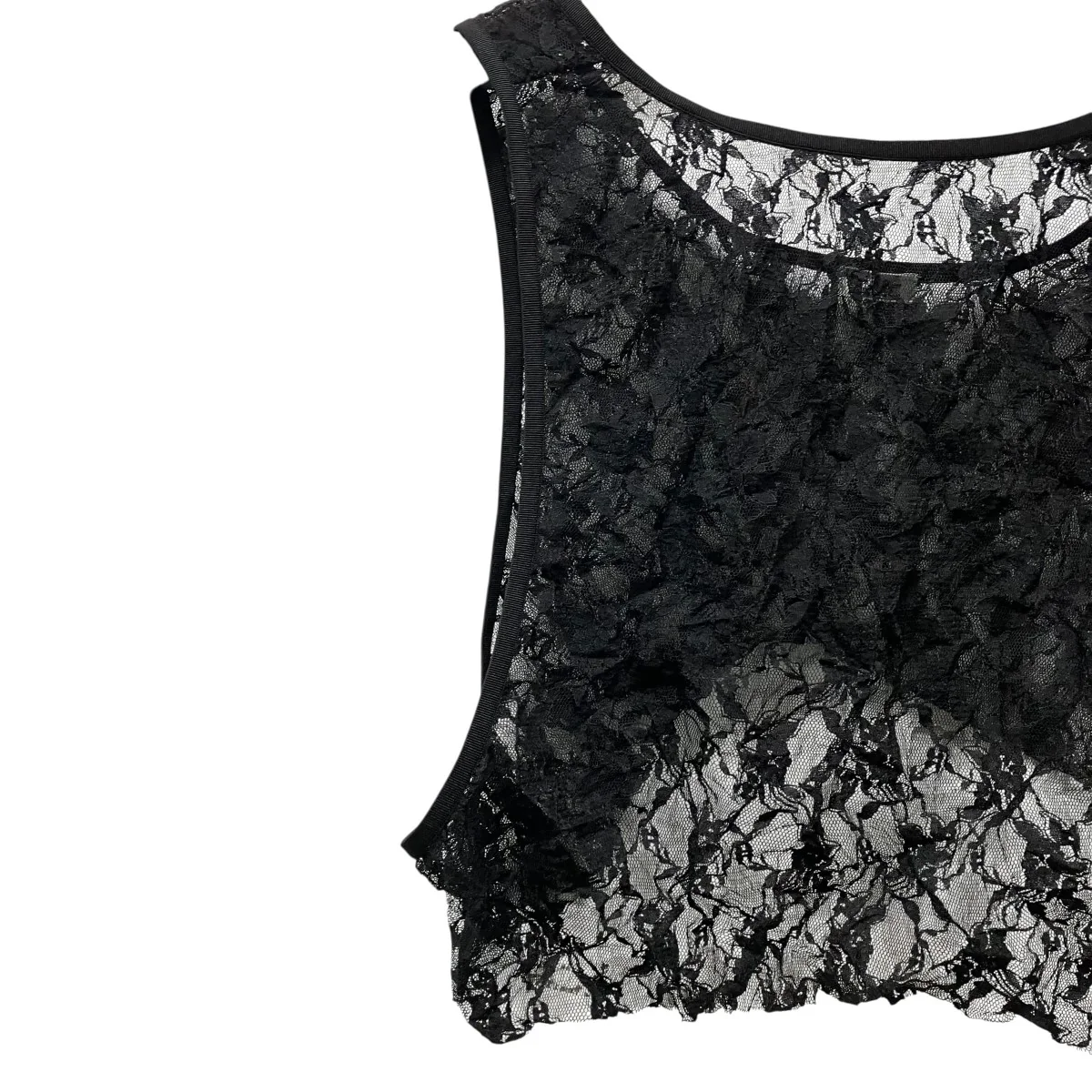CRUSHED LACE CROP TANK TOPシースルーノースリーブカットソーTC26A-044 - Image 5