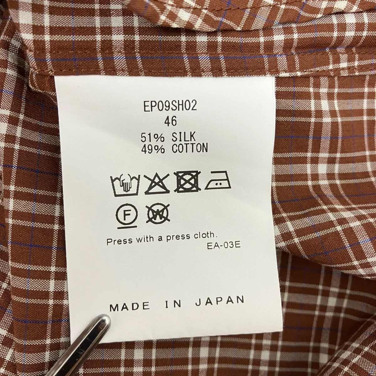 Silk Cotton Stripe ShirtシルクコットンチェックシャツEP09SH02 - Image 6