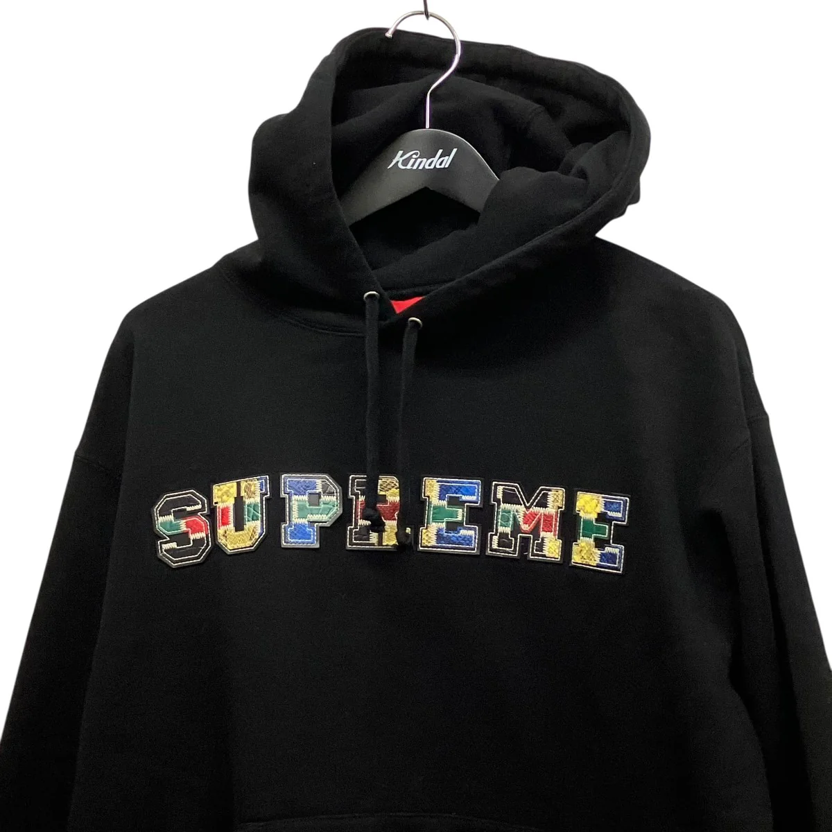 23AWCollegiate Patchwork Leather Hooded Sweatshirtロゴパーカー - Image 3