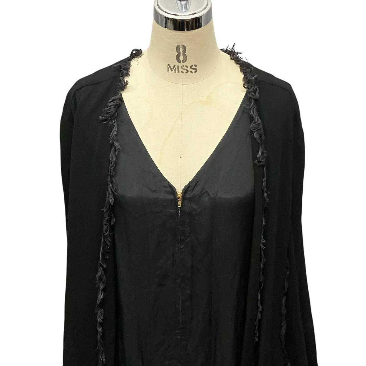 GEORGETTE FRINGE DRESSジップアップレイヤードワンピースTP02-FH216 - Image 4