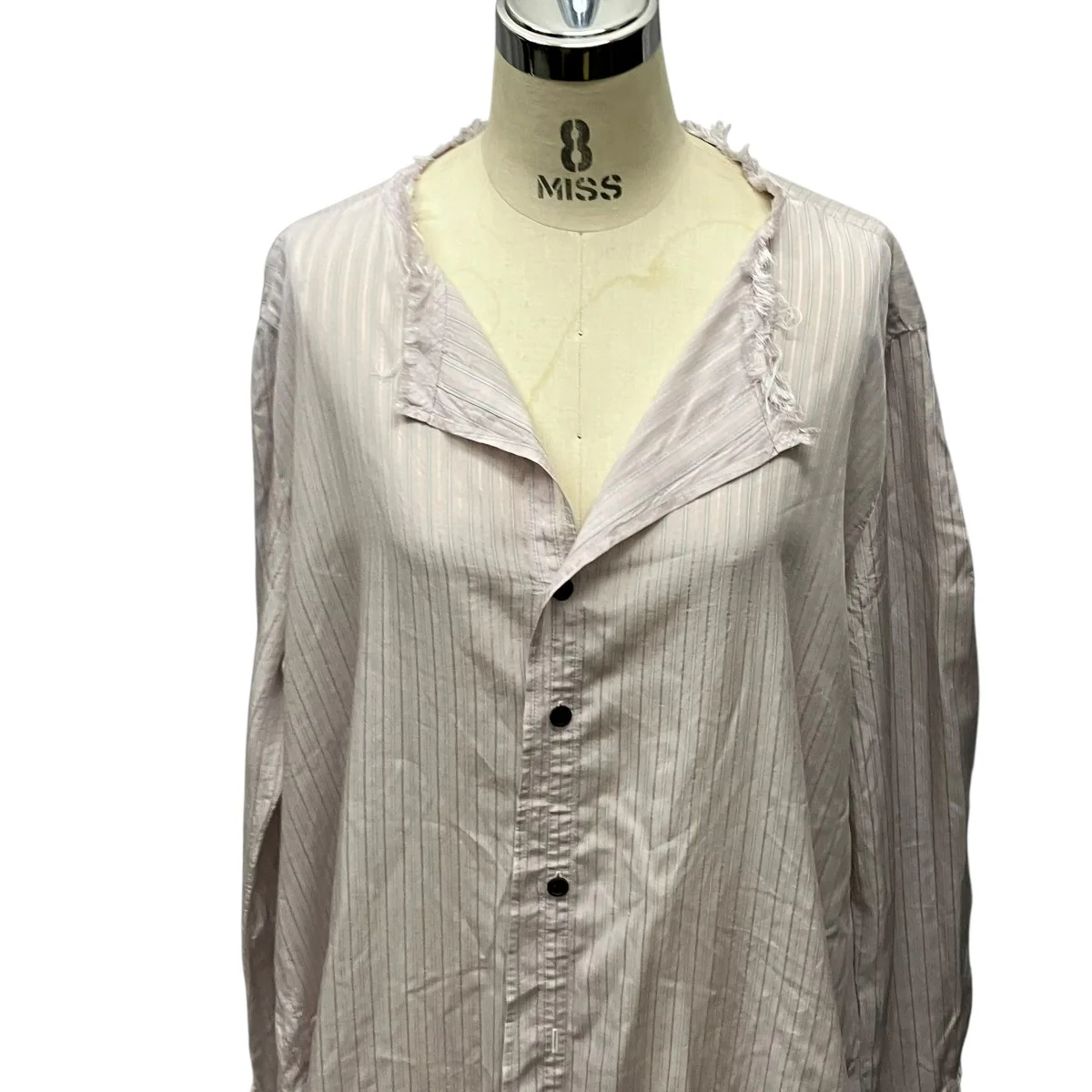 25SSCELLULOSE STRIPE COLLARLESS A-LINE DRESSシャツワンピースYQ-D06-228 - Image 4