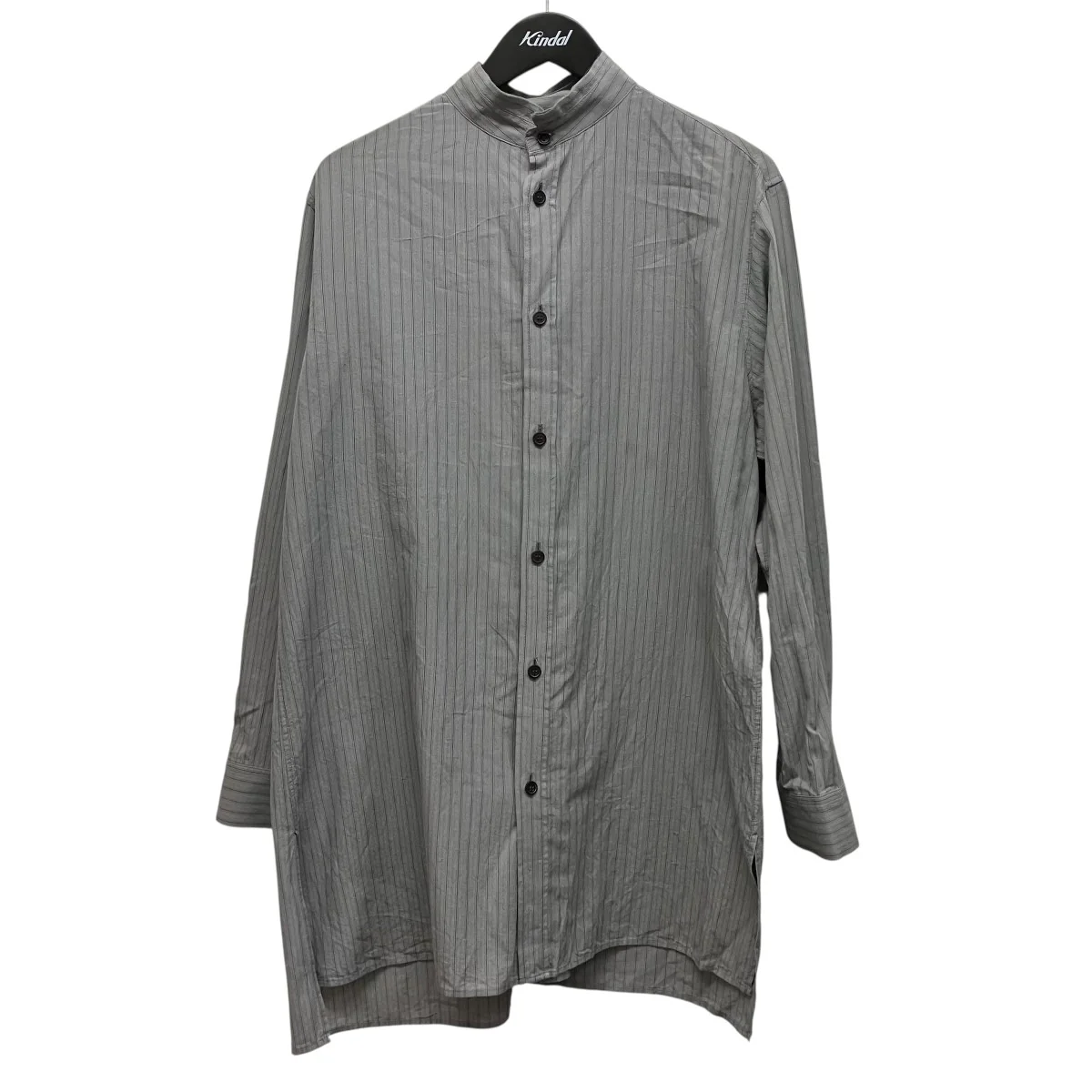 25SSDOBBY STRIPE RIGHT FRONT DOUBLED SHIRTノーカラーストライプシャツYP-B11-014