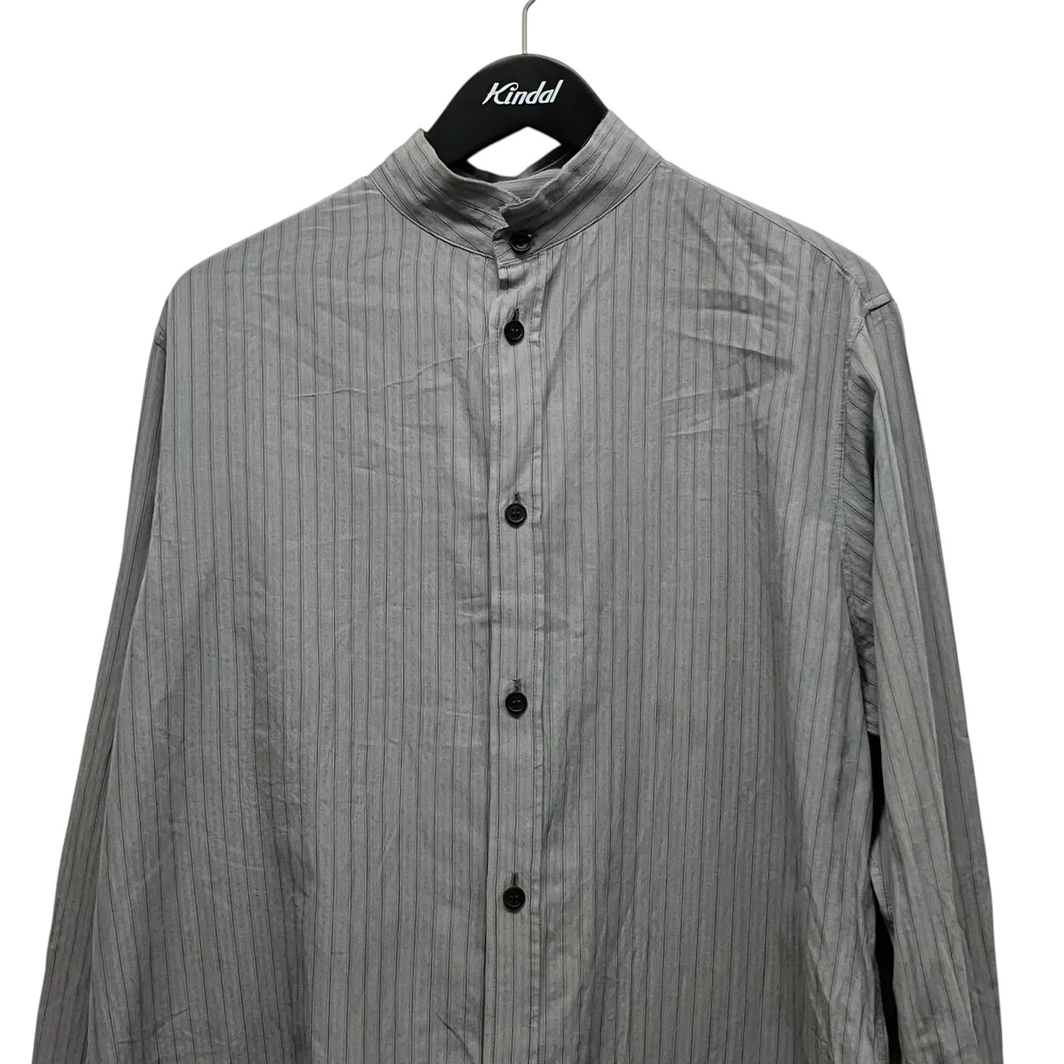 25SSDOBBY STRIPE RIGHT FRONT DOUBLED SHIRTノーカラーストライプシャツYP-B11-014 - Image 3