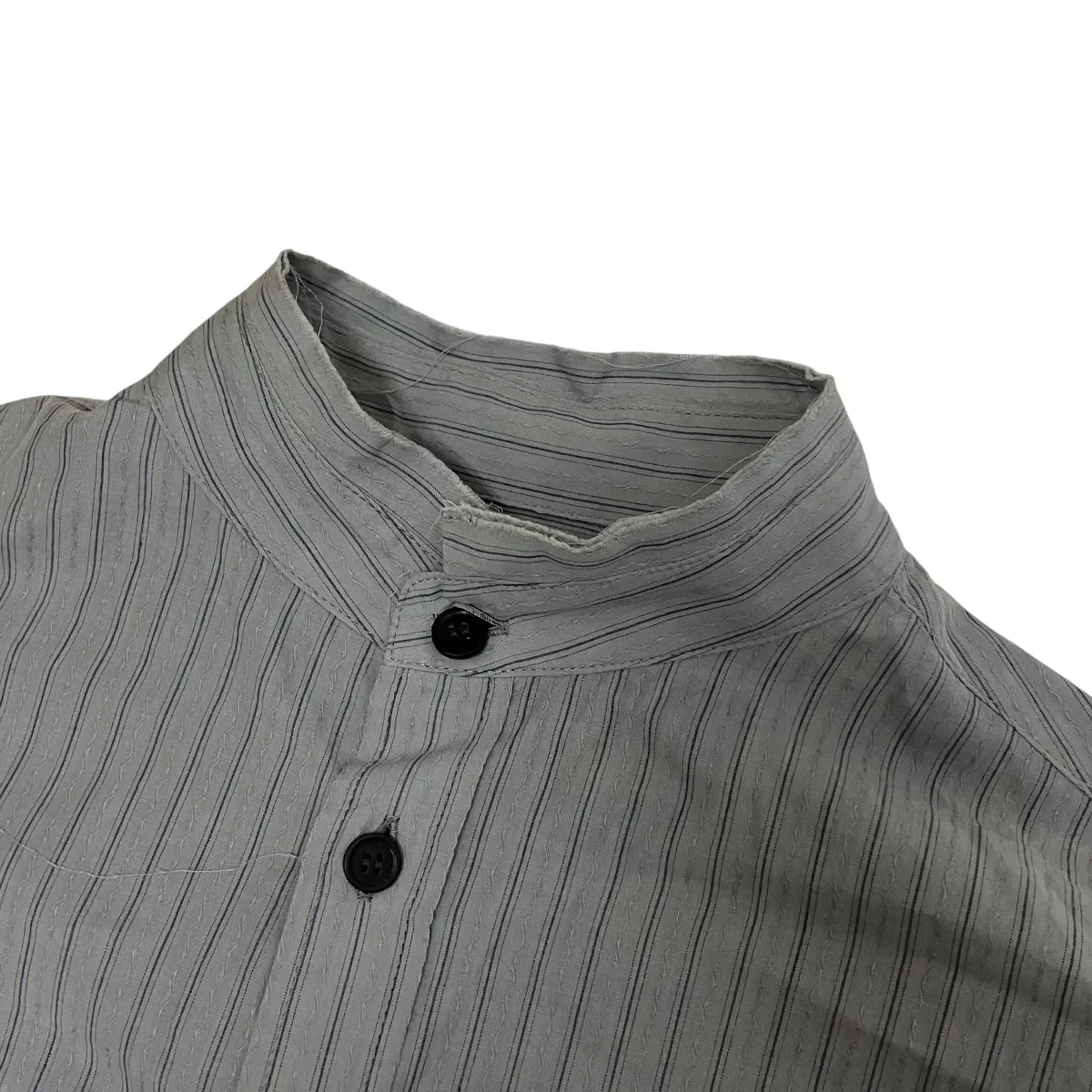 25SSDOBBY STRIPE RIGHT FRONT DOUBLED SHIRTノーカラーストライプシャツYP-B11-014 - Image 6