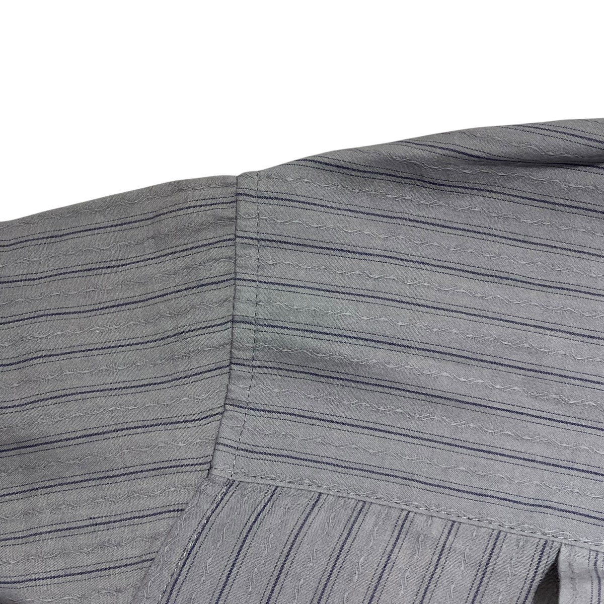 25SSDOBBY STRIPE RIGHT FRONT DOUBLED SHIRTノーカラーストライプシャツYP-B11-014 - Image 8