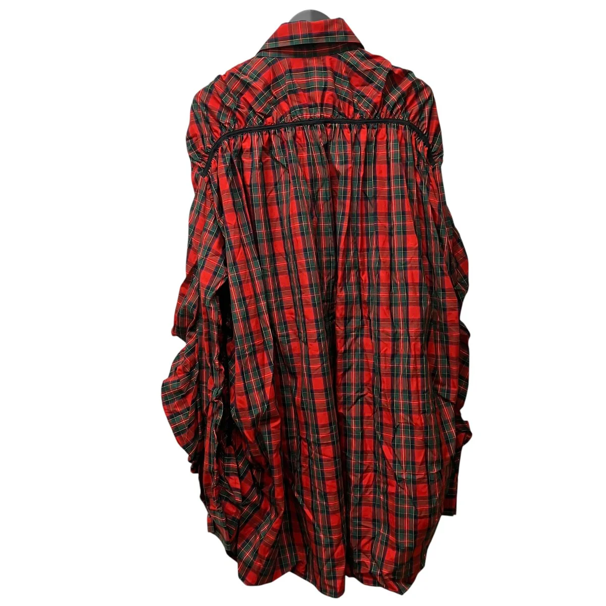 GATHERED SHIRT NAVY RED CHECK長袖ギャザードチェックシャツKL693 - Image 2