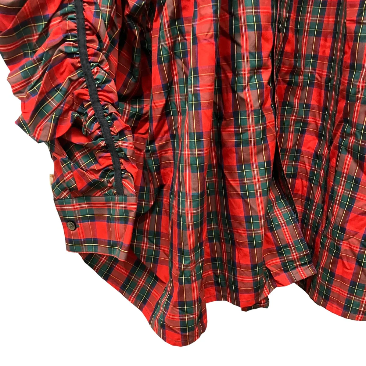 GATHERED SHIRT NAVY RED CHECK長袖ギャザードチェックシャツKL693 - Image 5