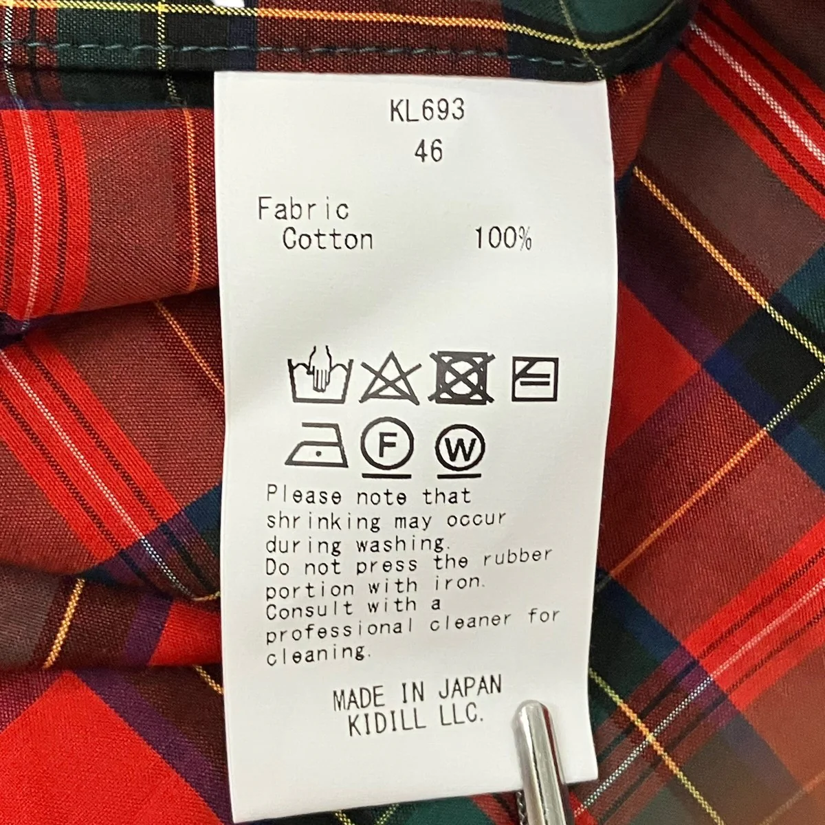 GATHERED SHIRT NAVY RED CHECK長袖ギャザードチェックシャツKL693 - Image 6