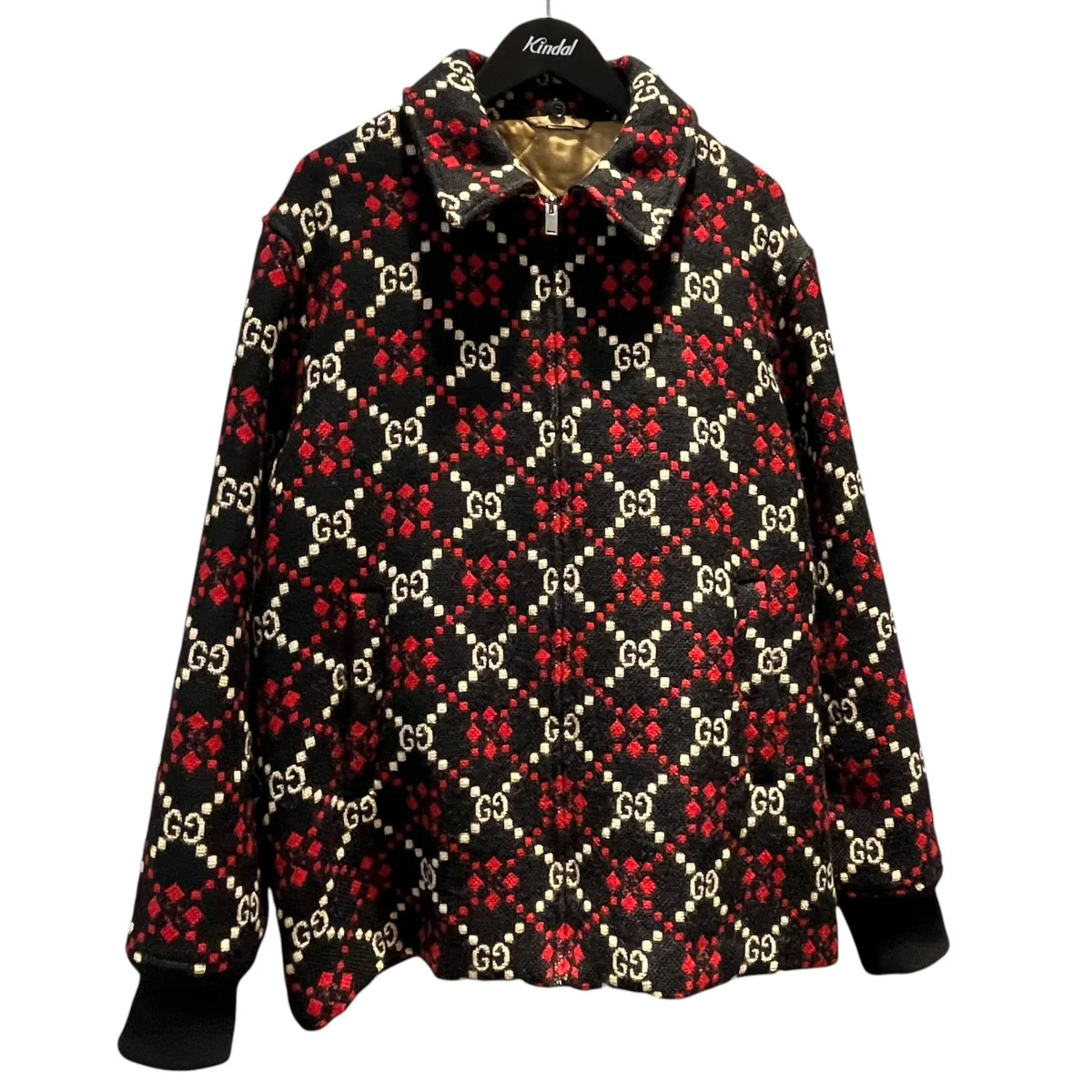 ジップジャケット546330 19AW Macro GG diamond wool jacket