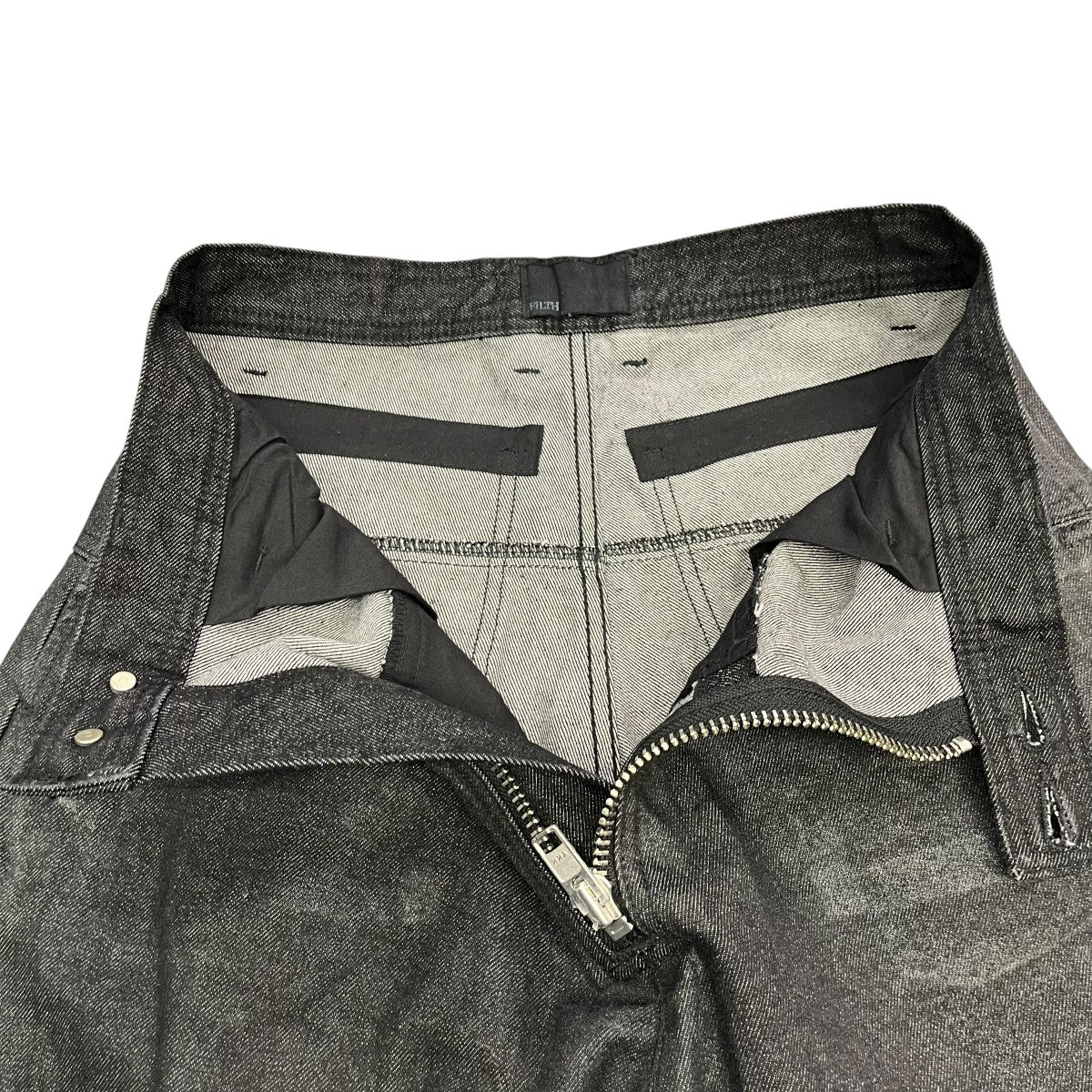 FRONT ZIP BAGGY WAXED BLKデニムパンツFL261PT01 - Image 3