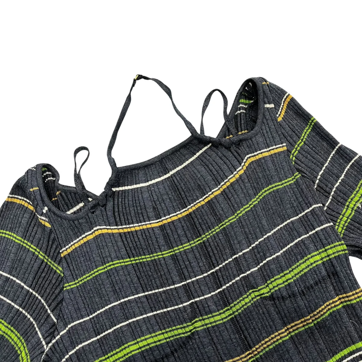 23SSRandom Ribbed Plaid Knitted Dress With ChokeニットワンピースMM23SS KN052 - Image 3