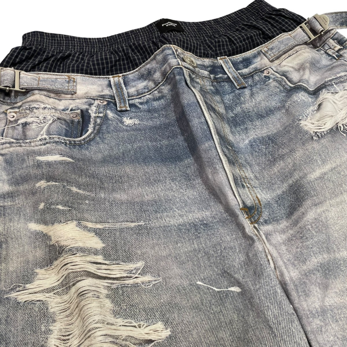 TROMPELOEIL LAYERED PANTSデニムパンツ - Image 3