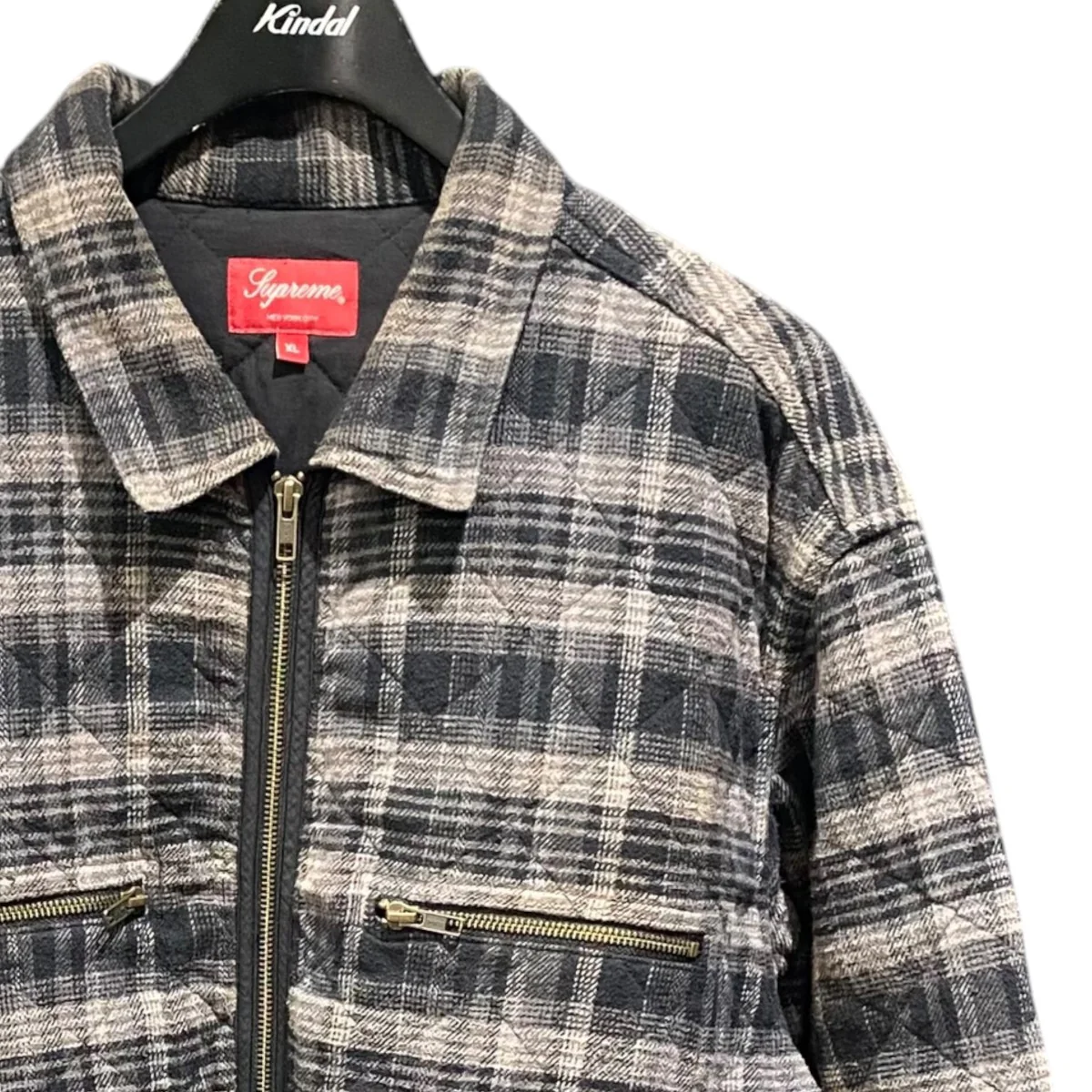 19AW/Quilted Plaid Zip Up Shirts - Image 3