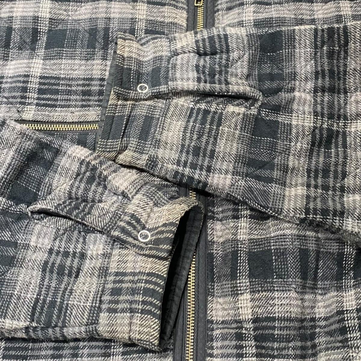 19AW/Quilted Plaid Zip Up Shirts - Image 8
