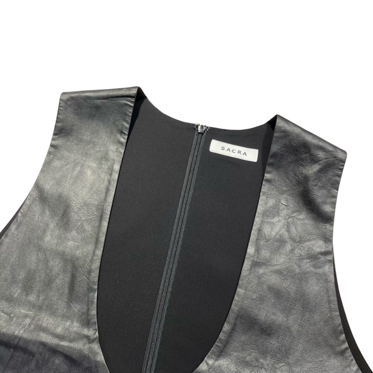 SYNTHETIC LEATHERノースリーブワンピース124610041 - Image 4