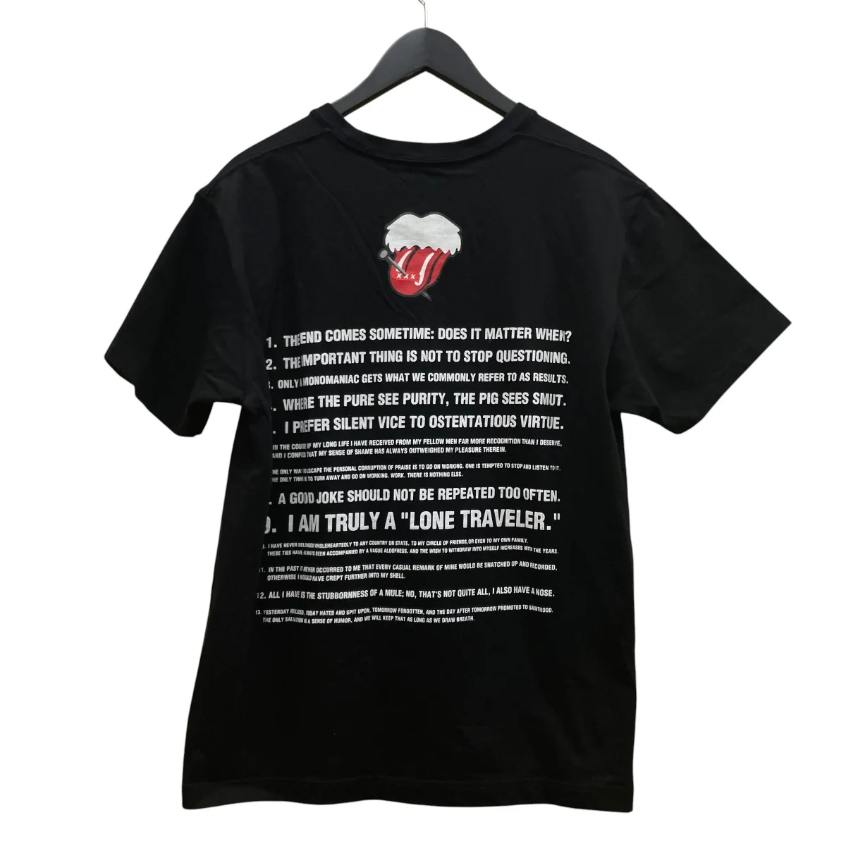 唇 プリント バックプリント 半袖Tシャツ コットンTシャツ - Image 2