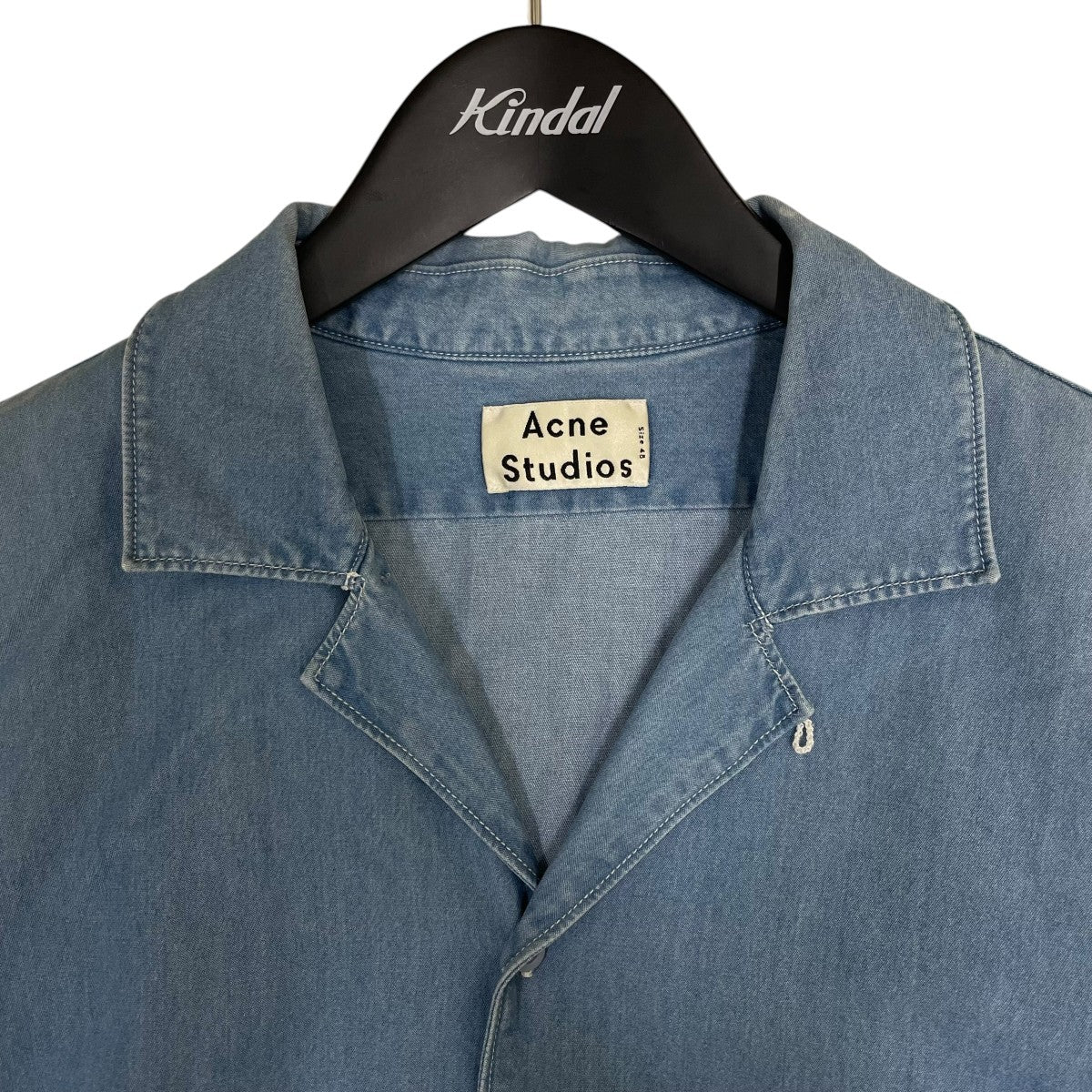 ELM DENIMオープンカラー デニムシャツ 半袖シャツ コットンシャツ214166 - Image 3
