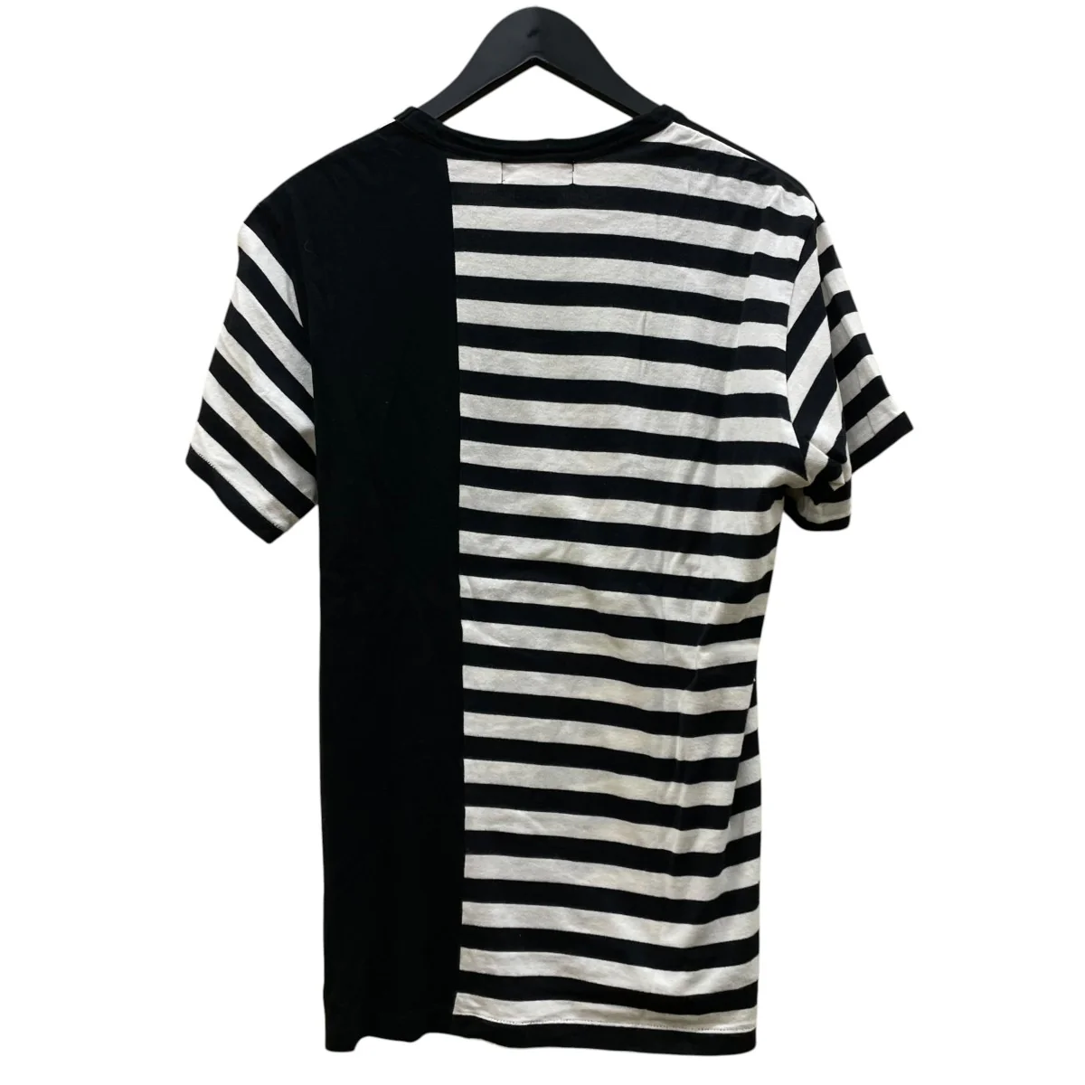 切替 アシンメトリー ボーダーTシャツ 半袖Tシャツ コットンTシャツHJ T65 859 - Image 2