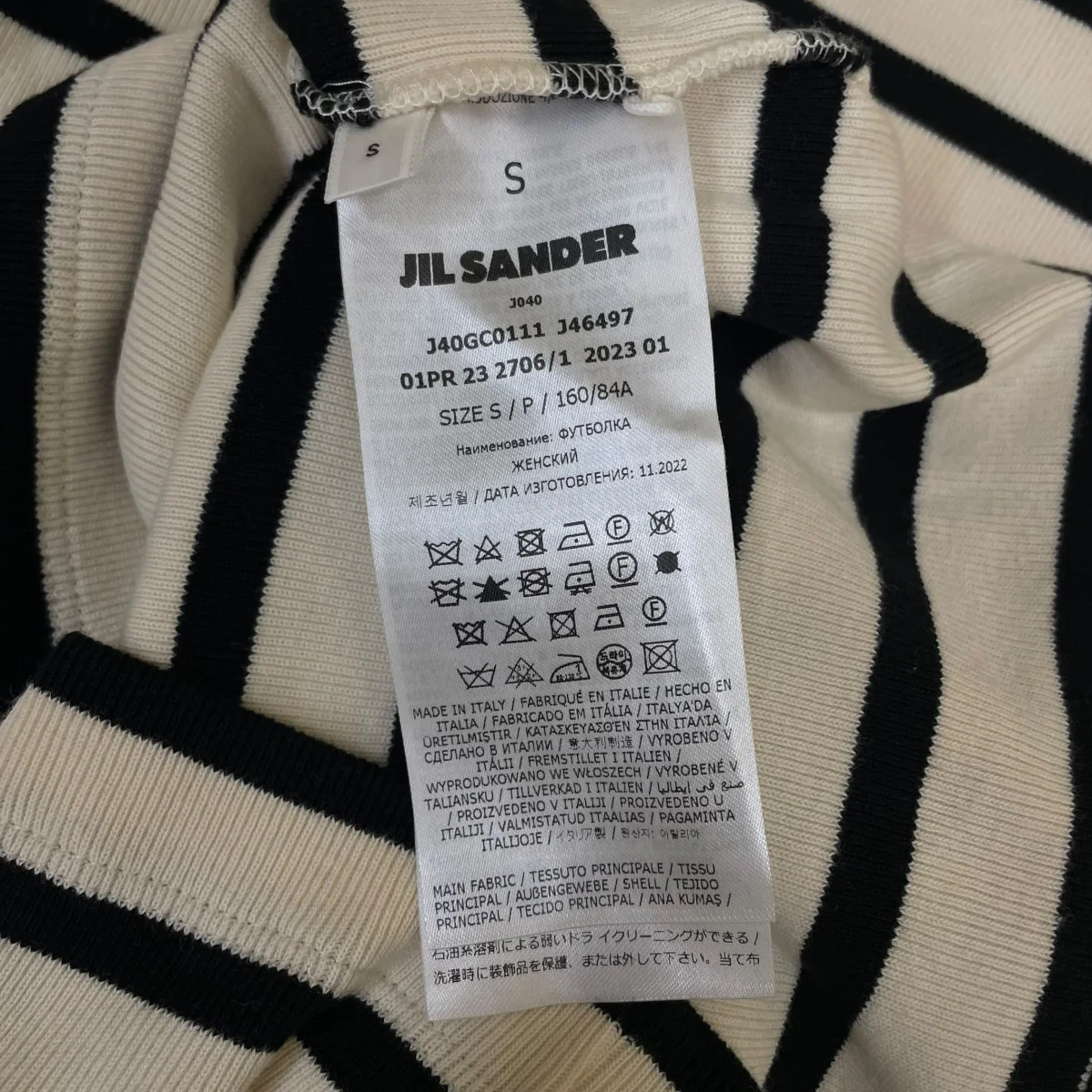 バックロゴ ワッペン ボーダーTシャツ コットンTシャツJ40GC0111 - Image 5