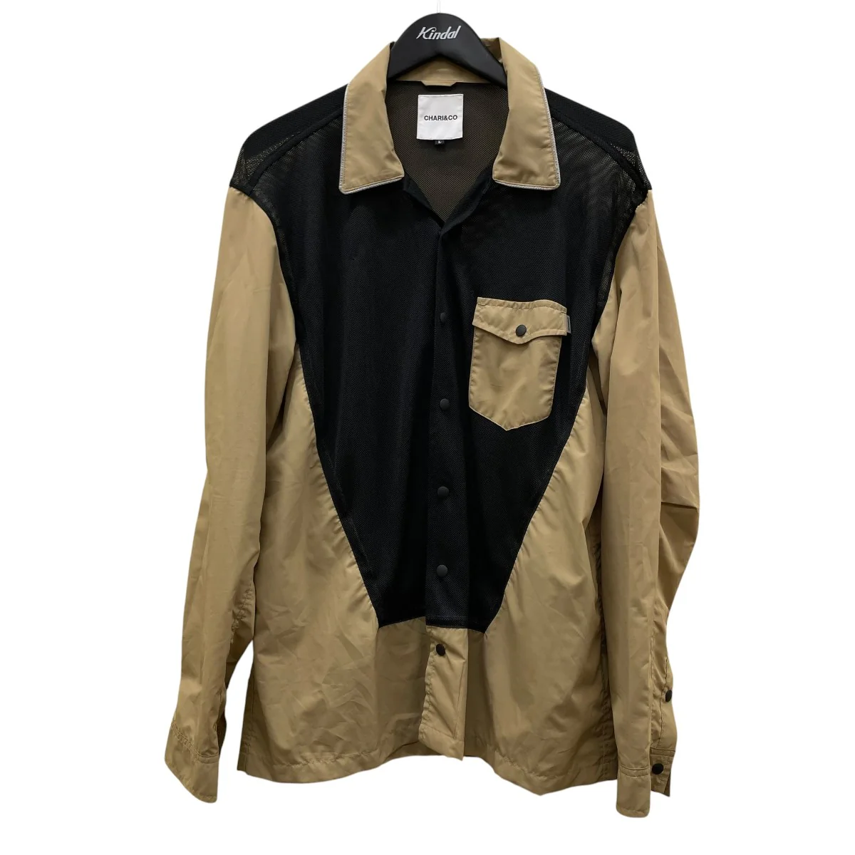 TRAPEZOID MESH SHIRTSメッシュ素材 リフレクター 切替 長袖シャツ