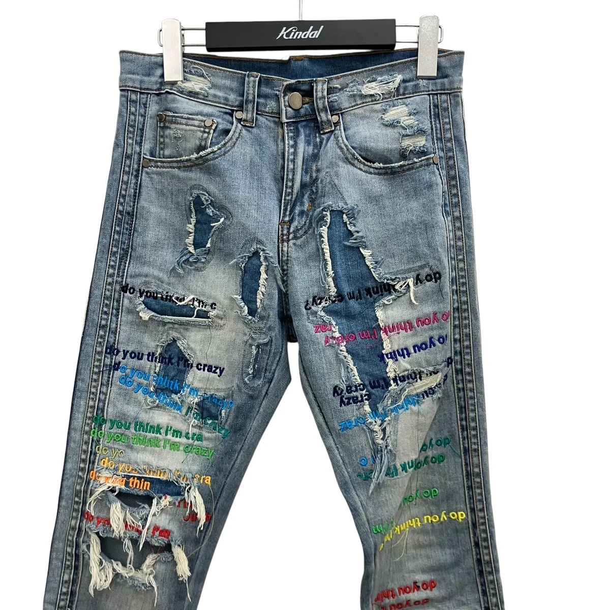 【DO YOU THINK I’M CRAZY RAINBOW EMBROIDERED JEANS】レインボウエンブロイダリースキニーデニムパンツ - Image 3