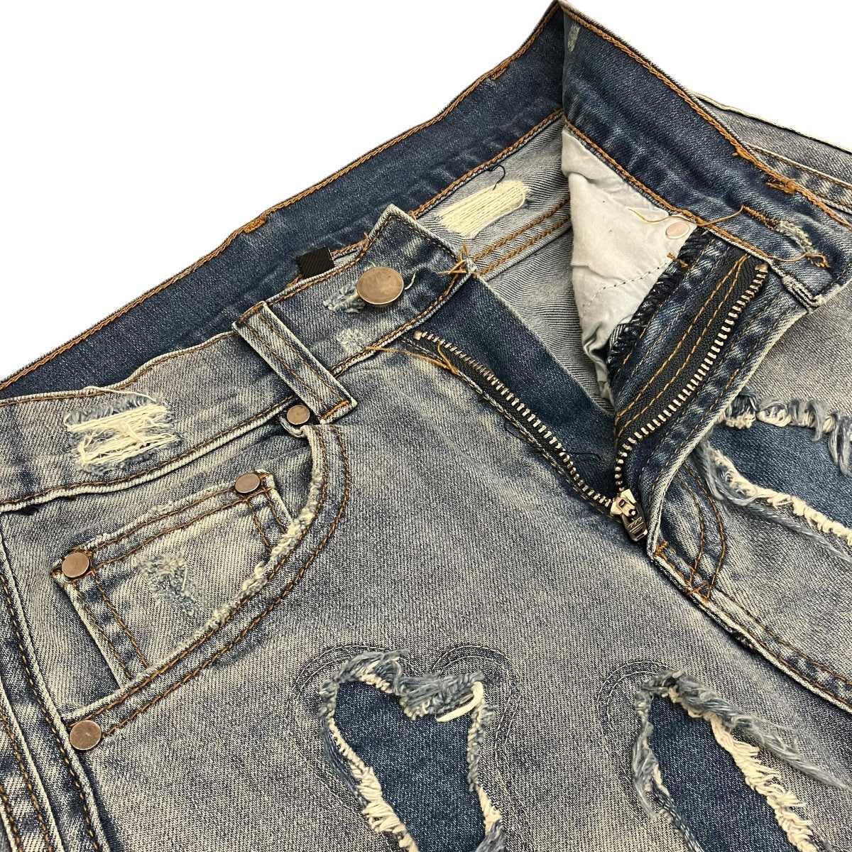 【DO YOU THINK I’M CRAZY RAINBOW EMBROIDERED JEANS】レインボウエンブロイダリースキニーデニムパンツ - Image 5