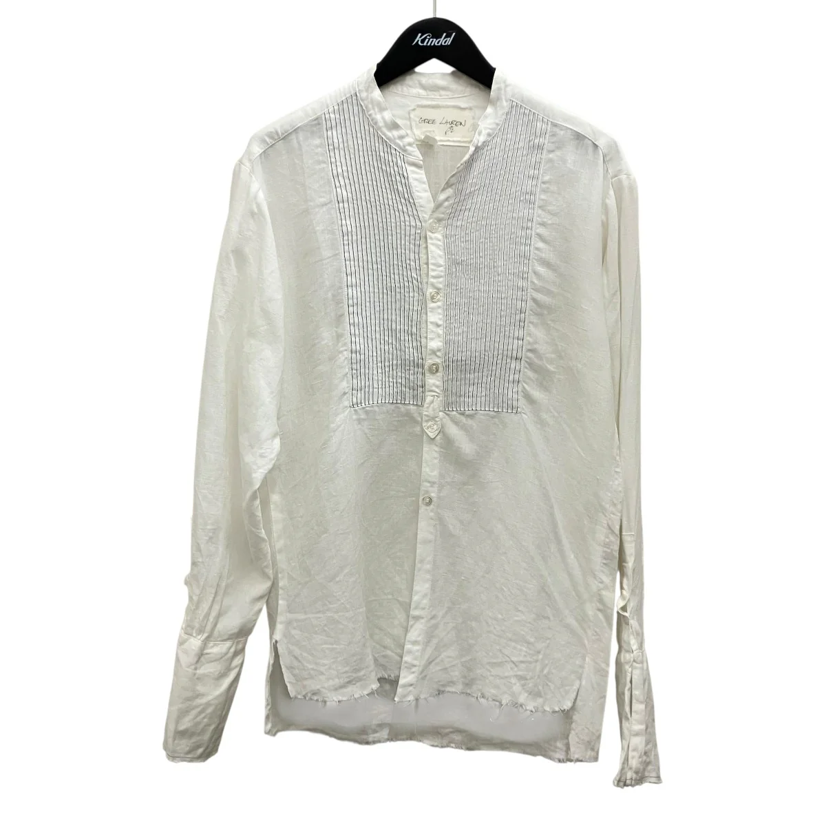 【LINEN TUX SHIRT SQUARE BIB AND FRENCH BLUE STITCHING】シャツ