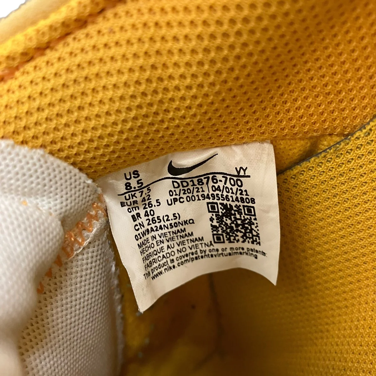 【E AIR FORCE 1 LOW UNIVERSITY GOLD】スニーカーDD1876-700 - Image 9